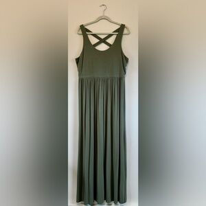 LOFT Olive Green Maxi Dress with Crisscross Back